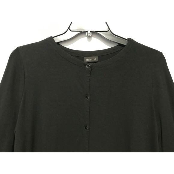 J Jill Wearever Size Large Black Grey Button Front Knit Tunic Top Layer - Picture 2 of 10